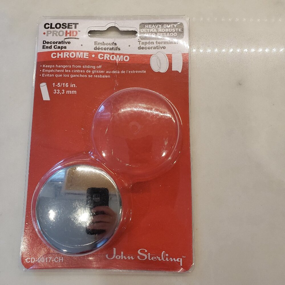 John Sterling CD-0017-CH Decorative Closet Pole End Caps, Chrome